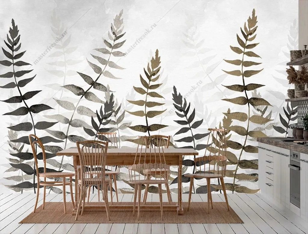Фотообои в интерьере папоротник листья  9-1752 фото