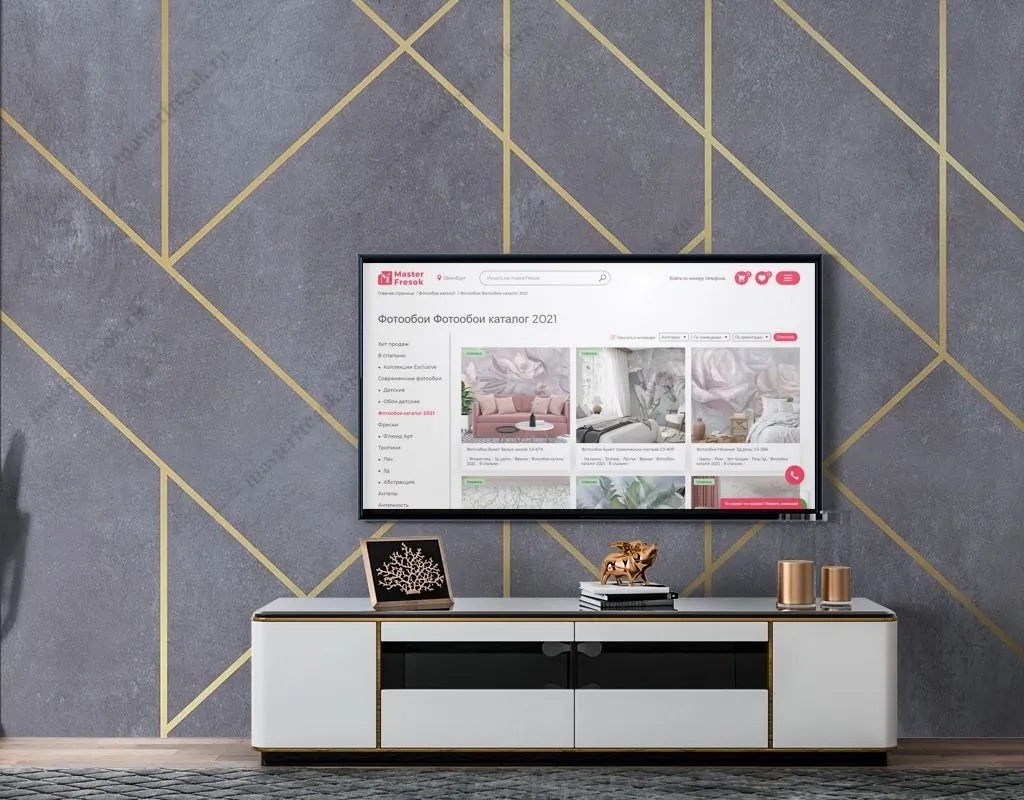 Фотообои в интерьере геометрия на бетоне  9-1609 фото