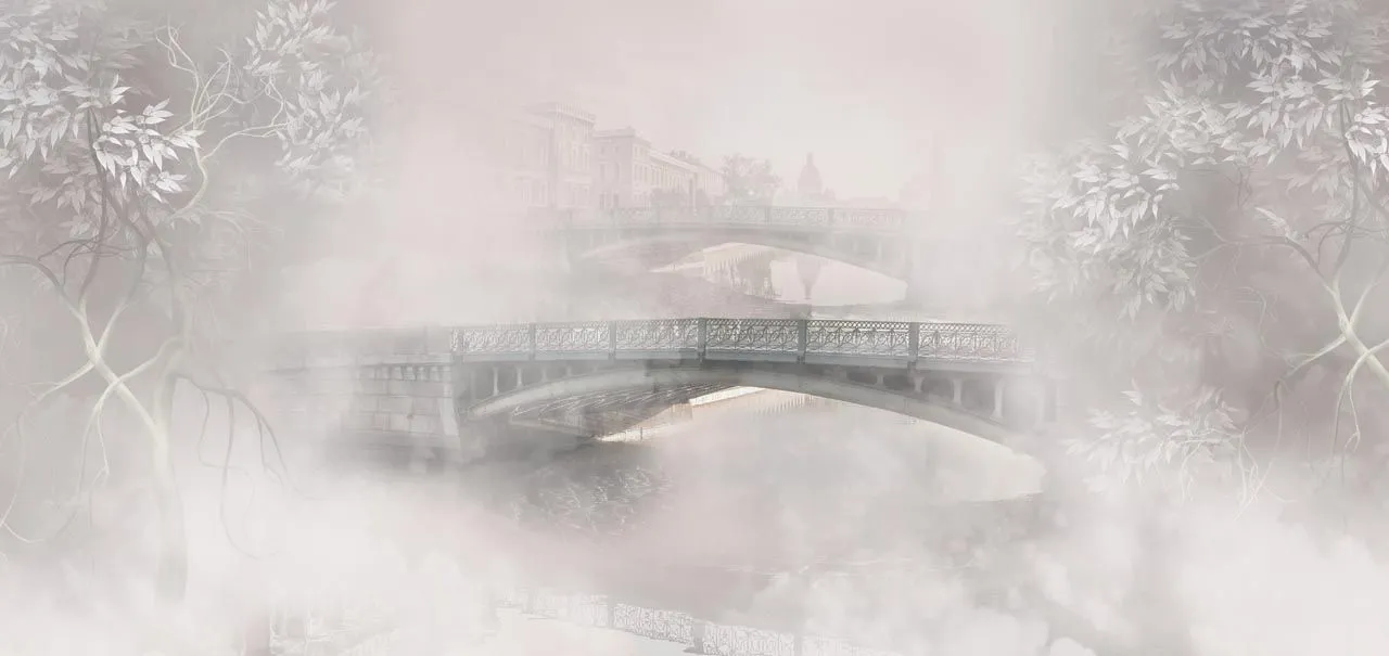 Фотообои в интерьере туманный мост  13-526 фото