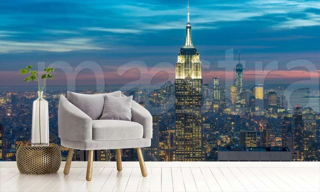 Фотообои в интерьере ночной нью йорк красивый  9-837 фото