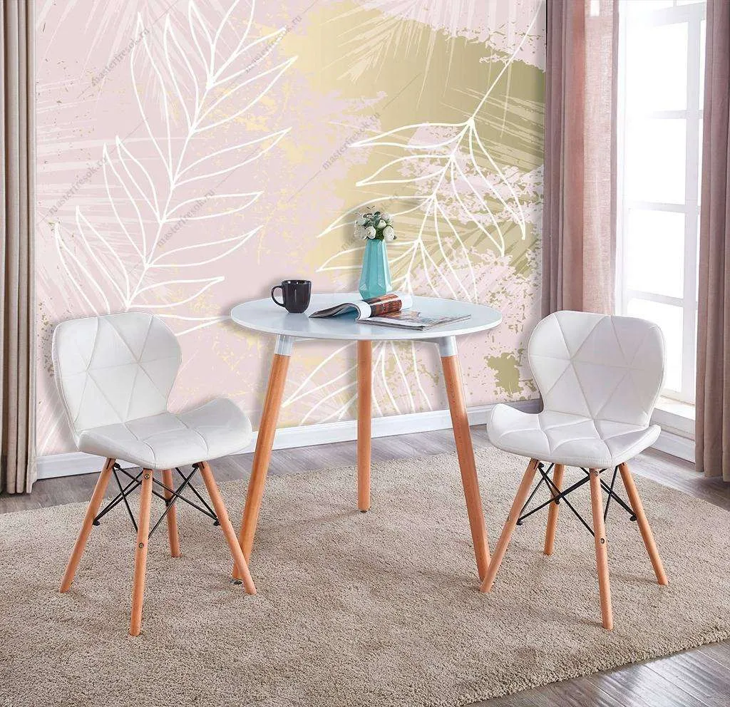 Фотообои в интерьере белая веточка папоротника  9-1112 фото