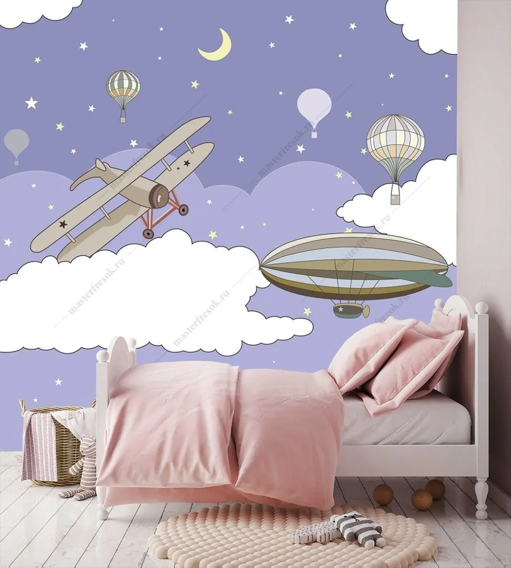 Фотообои Самолет и дирижабль в небе  14-227