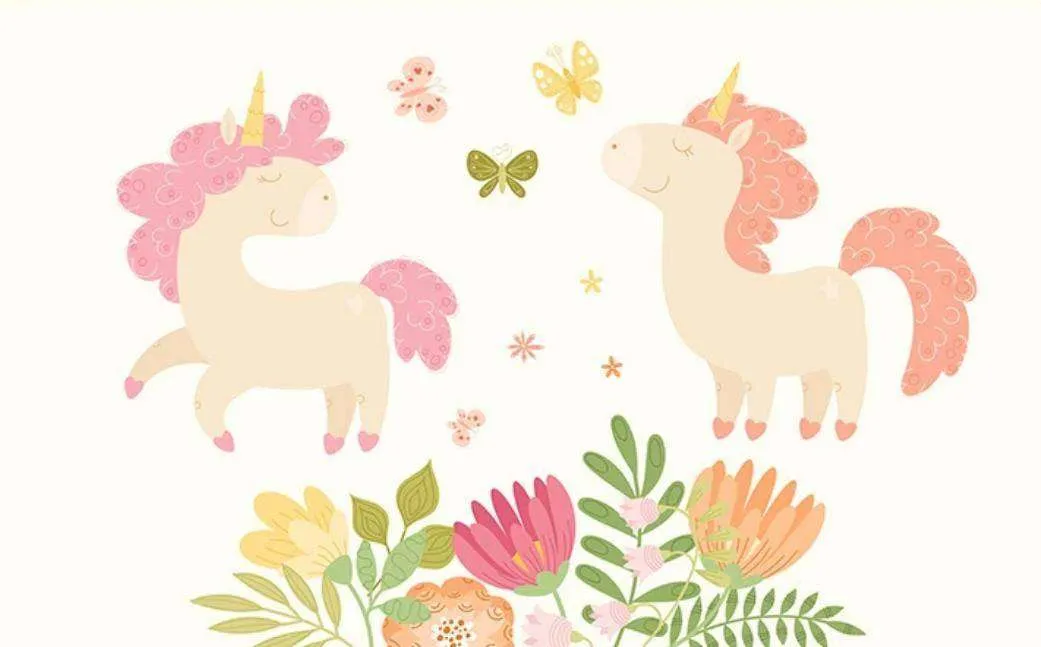 Фотообои в интерьере два единорога в цветах  15-339 фото