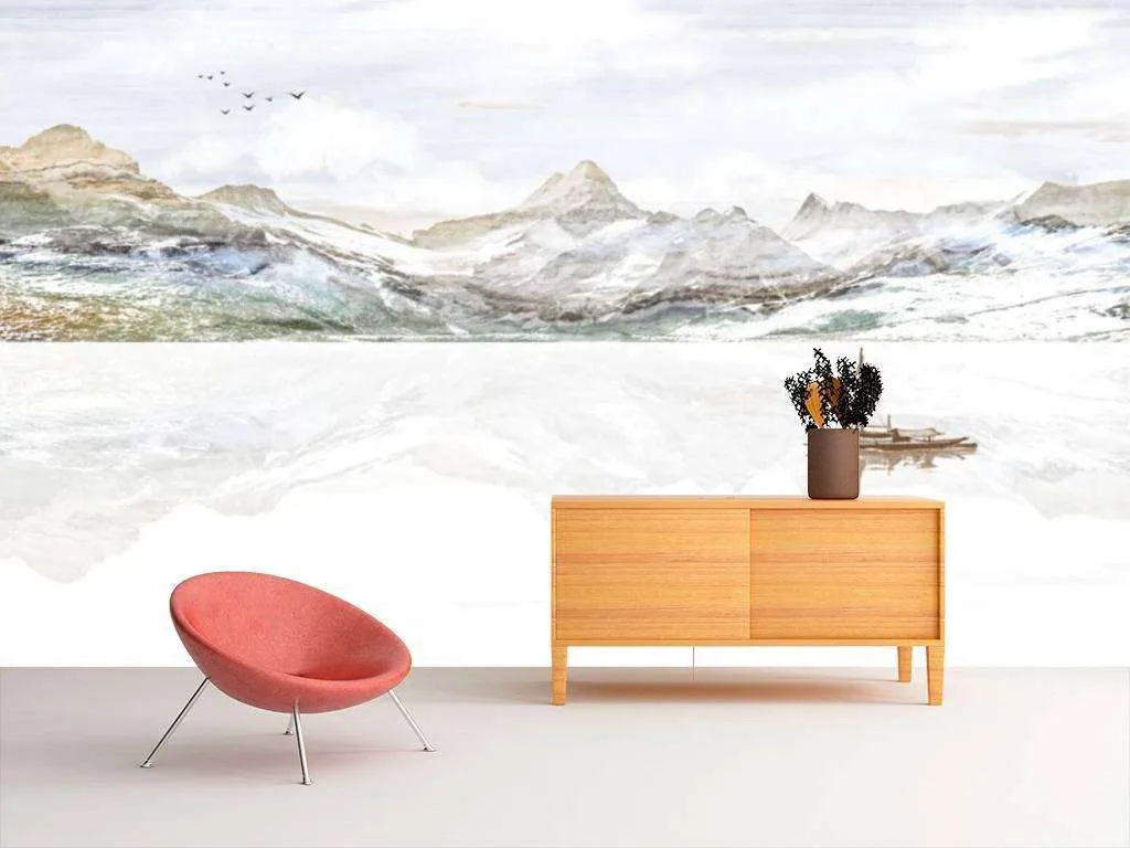 Фотообои в интерьере горы в отражении  15-664 фото