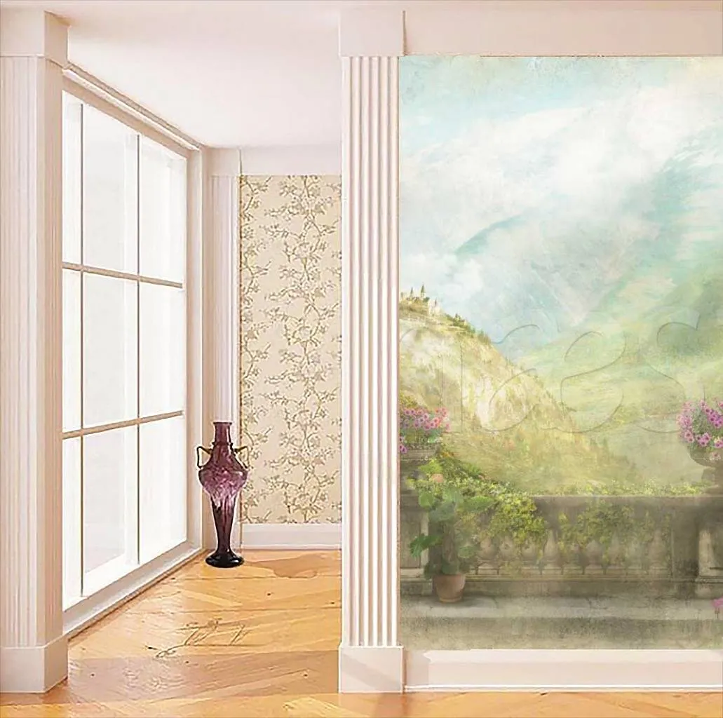 Фотообои Состаренный пейзаж с видом на горы  11-085