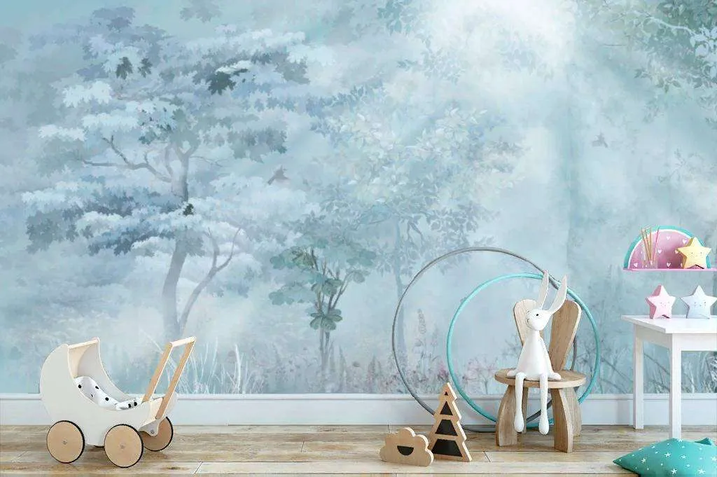 Фотообои в интерьере солнце в лесу  13-201 фото