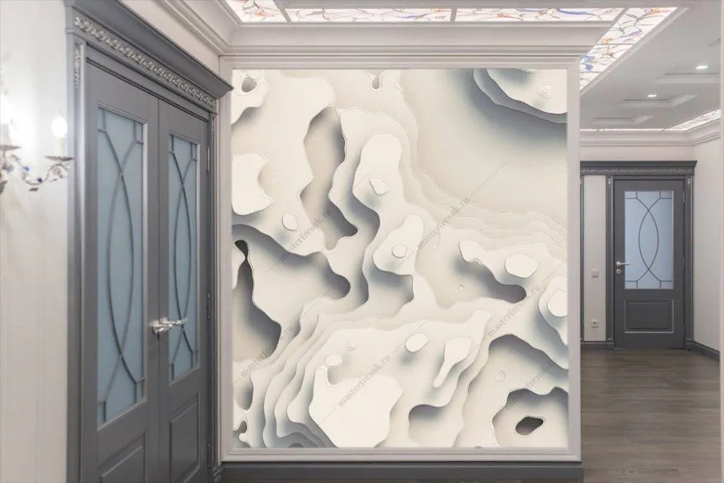 Фотообои в интерьере белая текстура  10-869 фото