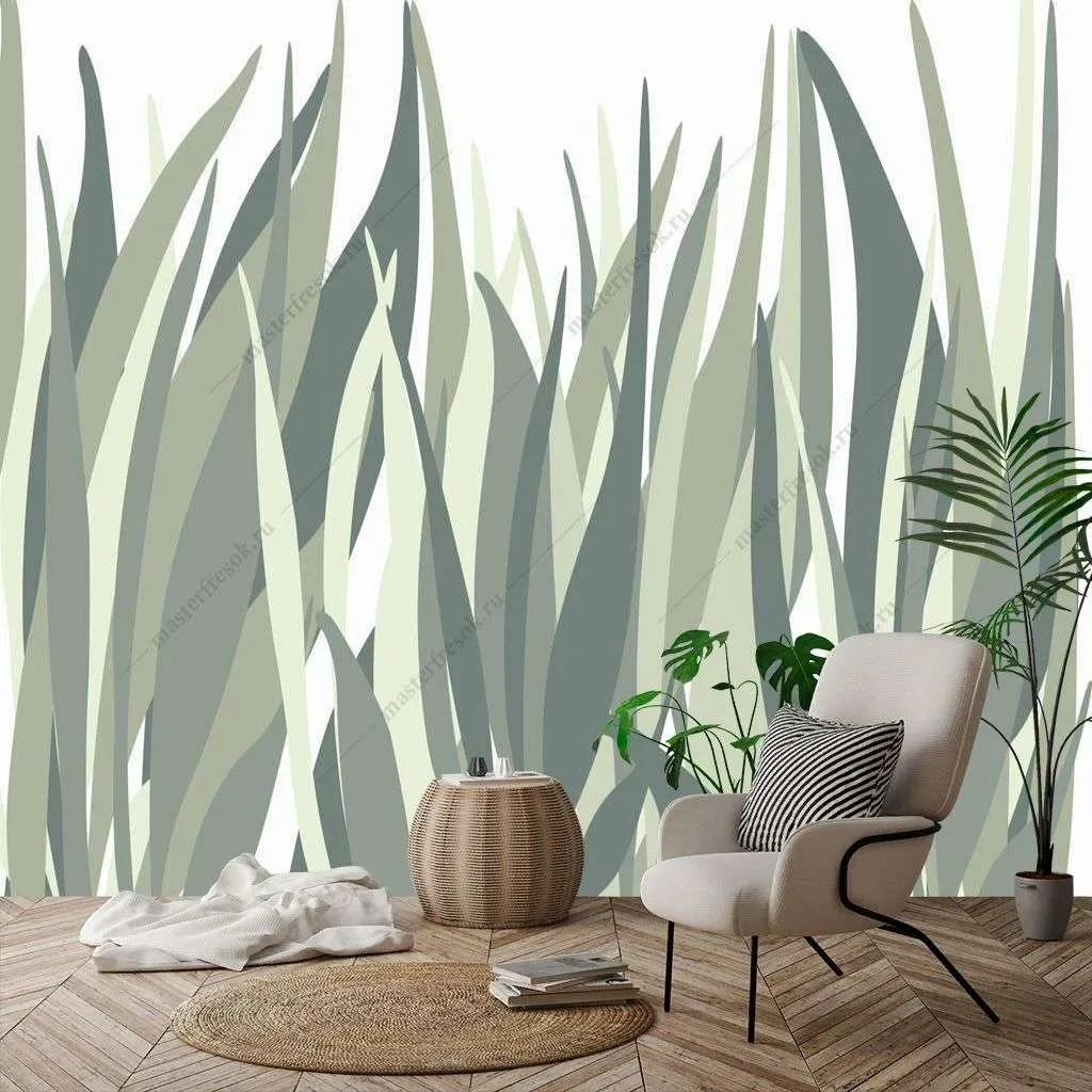 Фотообои в интерьере зеленая травка  9-1314 фото