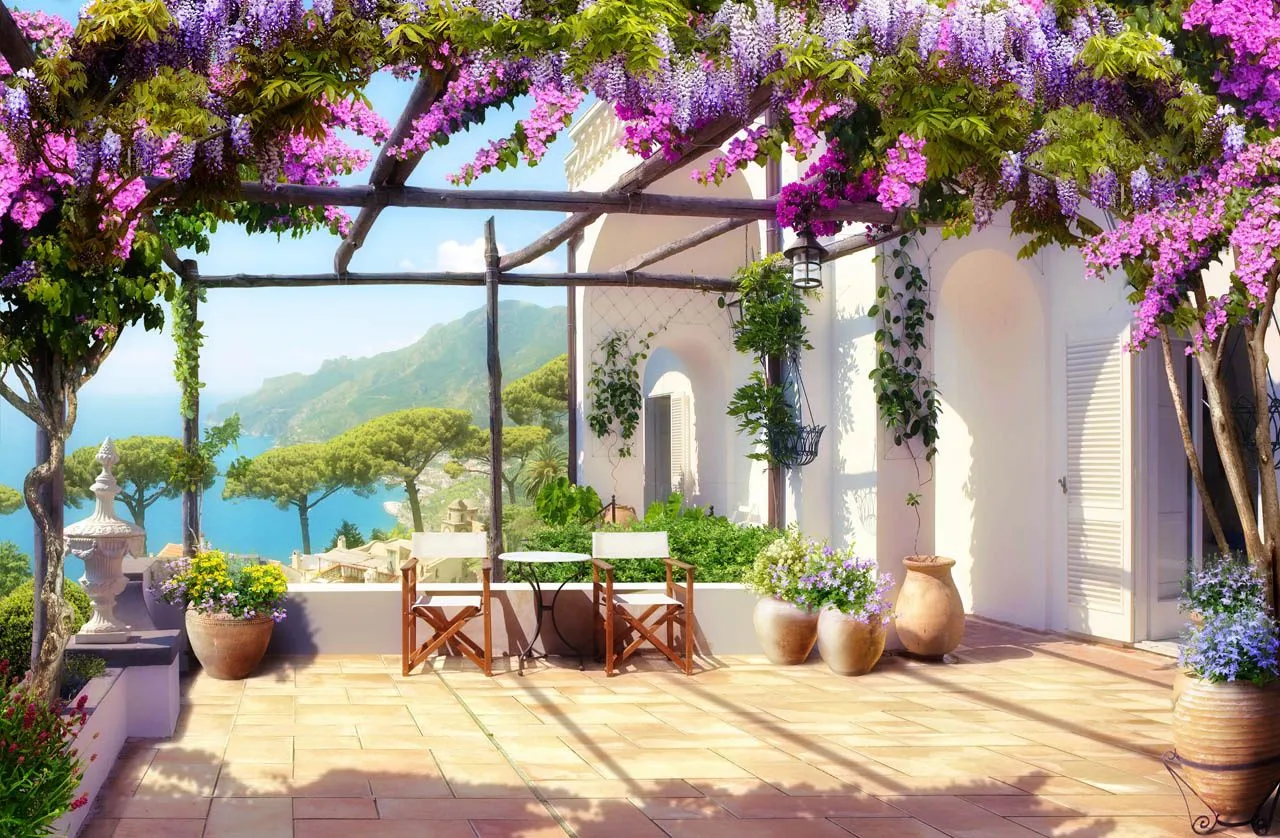 Фотообои в интерьере средиземноморский дворик  19-0042 фото