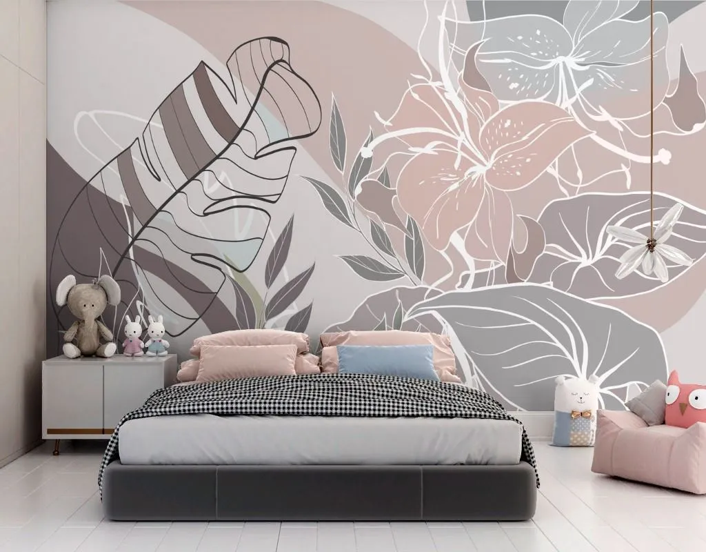 Фотообои в интерьере цветы абстракция  13-718 фото