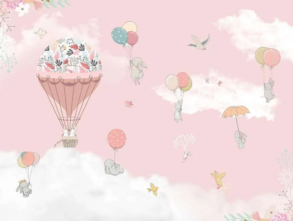 Фотообои в интерьере зайчики в облаках  14-033 фото