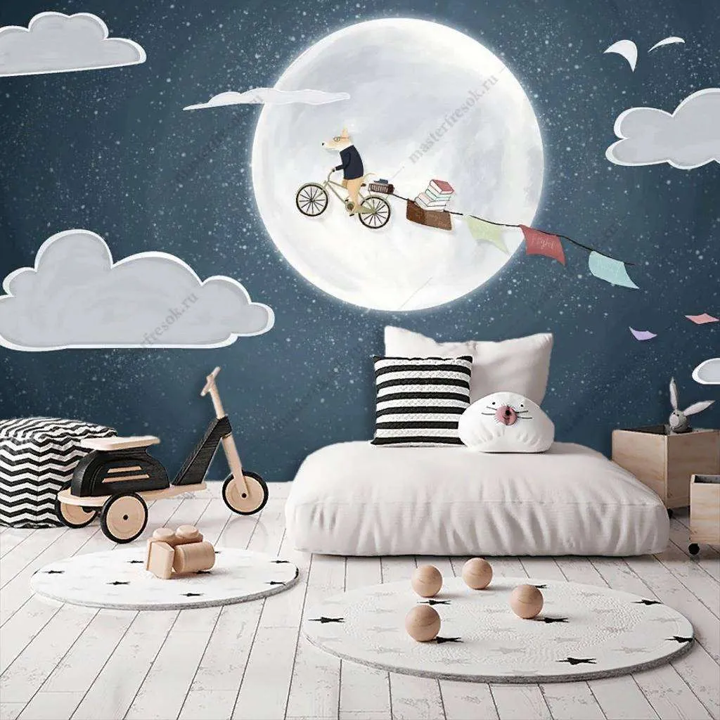 Фотообои в интерьере собака в космосе  14-118 фото