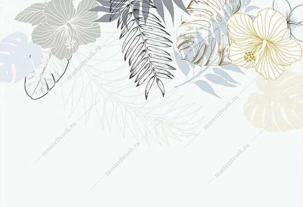 Фотообои в интерьере золотистые листочки  16-169 фото