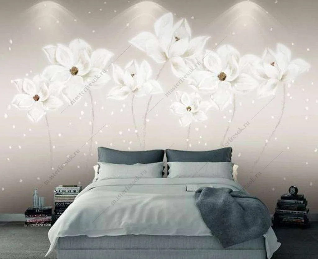 Фотообои в интерьере белые лилии  15-968 фото