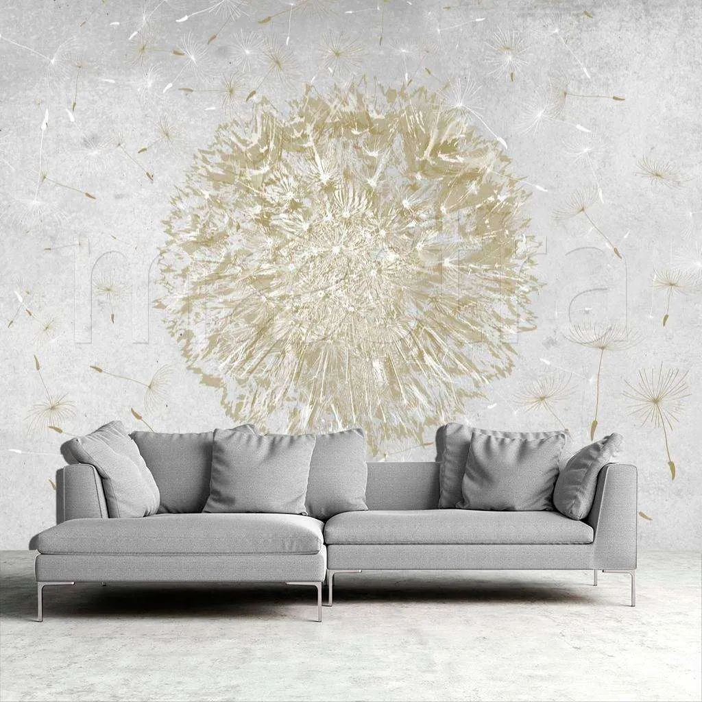 Фотообои в интерьере одуванчик золотой  7-744 фото