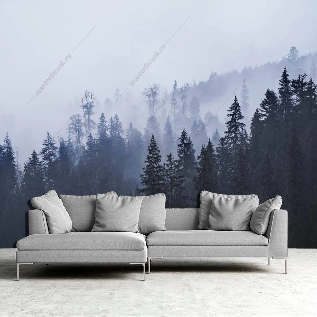 Фотообои Еловый лес в тумане  9-1170