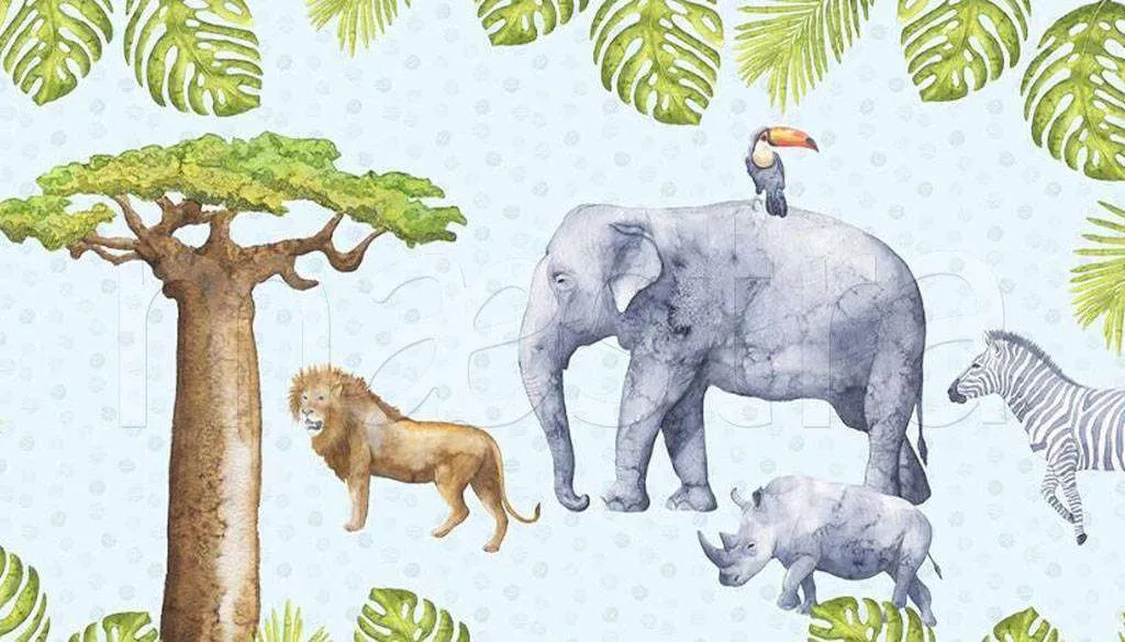 Фотообои в интерьере слон в джунглях  15-191 фото