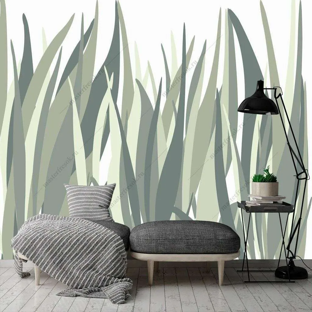 Фотообои в интерьере зеленая травка  9-1314 фото