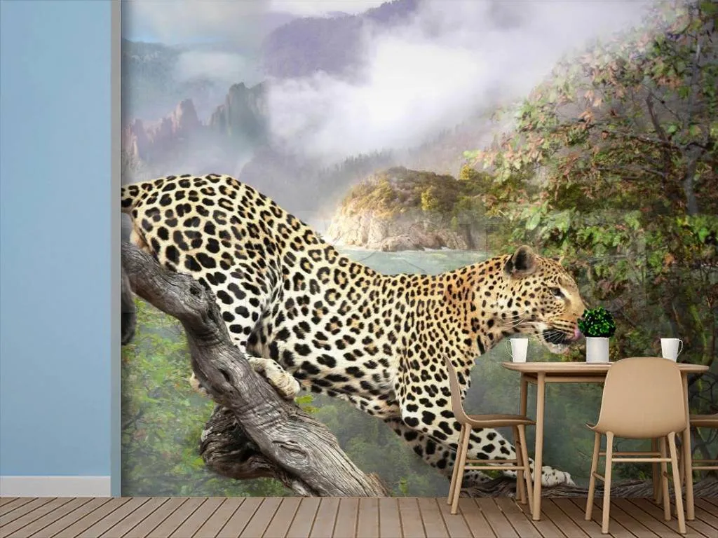 Фотообои Леопард на охоте  3-077