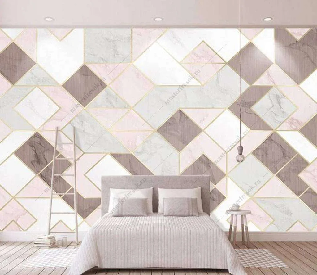 Фотообои в интерьере геометрия-ромбики  16-136 фото