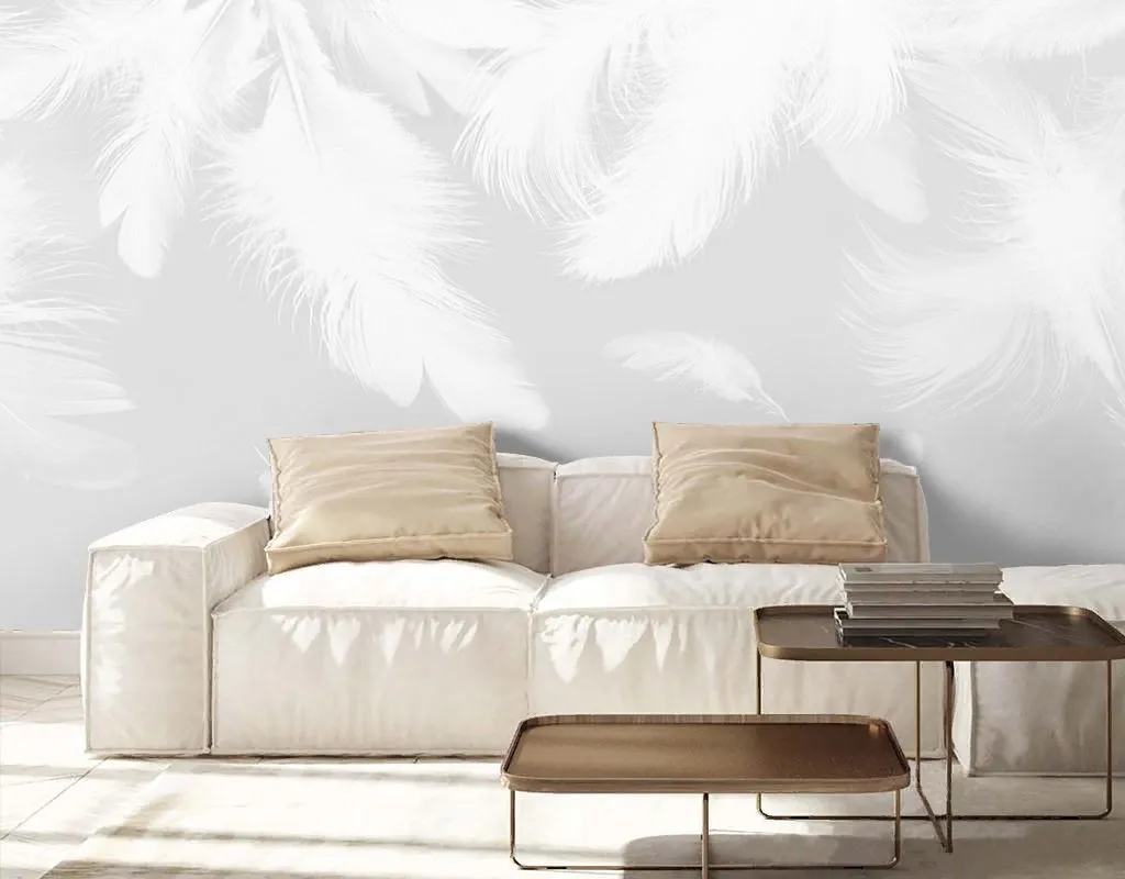 Фотообои Перья белые на сером фоне     14-780