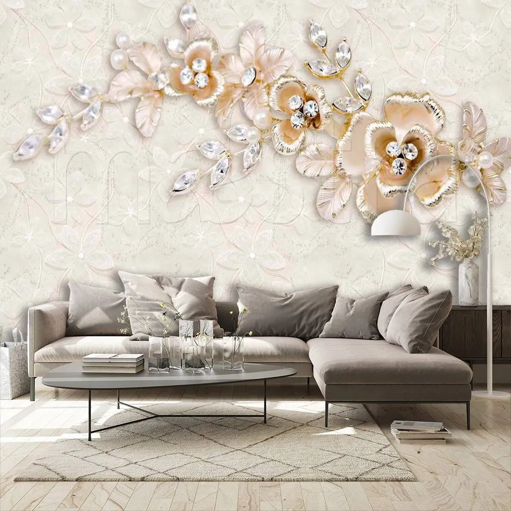 Фотообои в интерьере 3д цветы  7-810 фото