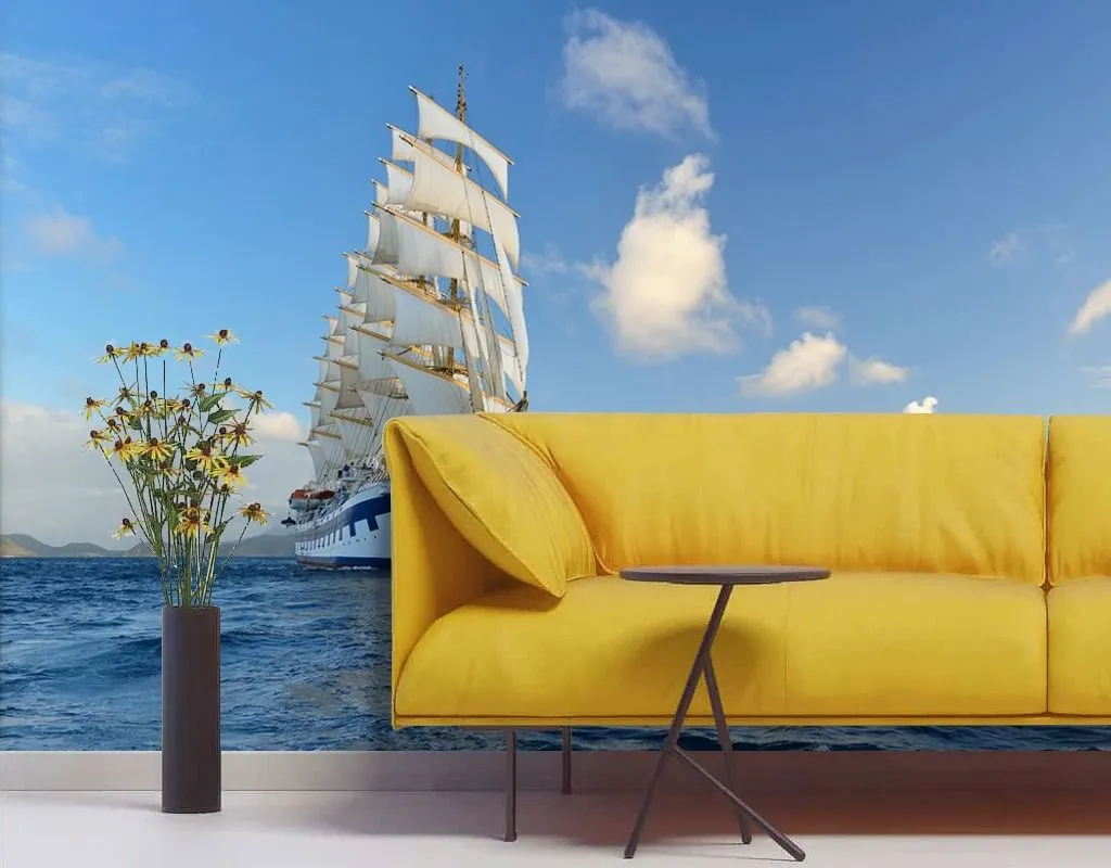 Фотообои в интерьере парусник в море  9-2118 фото