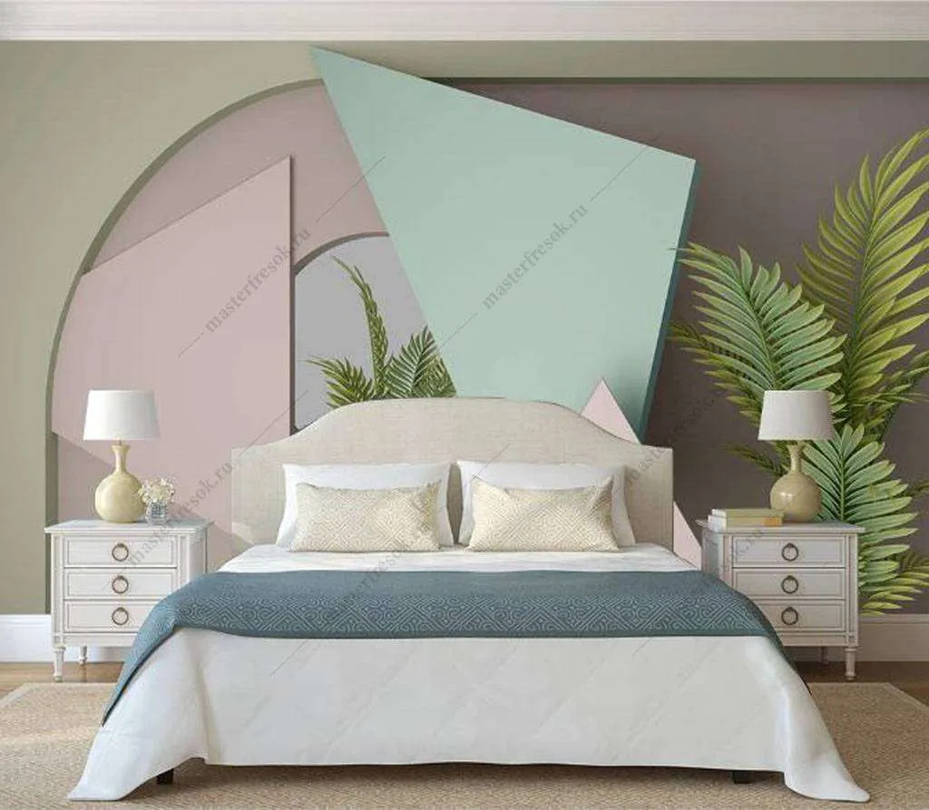 Фотообои в интерьере цветы на стене  16-065 фото