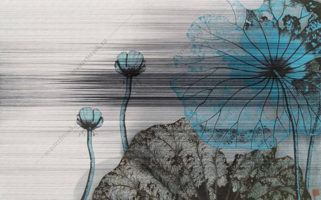 Фотообои в интерьере голубые орхидеи  15-926 фото