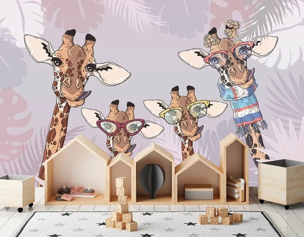 Фотообои Жирафы, веселая семейка  14-795