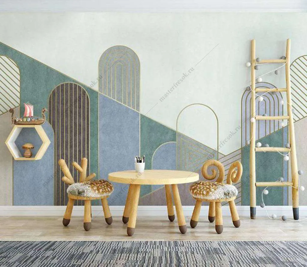 Фотообои в интерьере ритм из полосок  16-101 фото