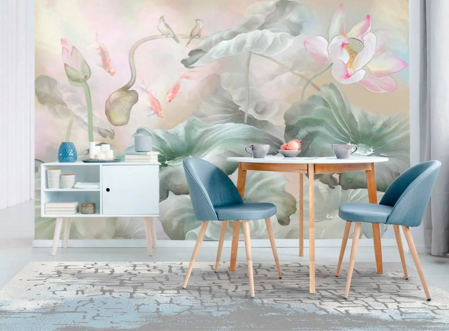 Фотообои в интерьере китайский лотос  13-270 фото