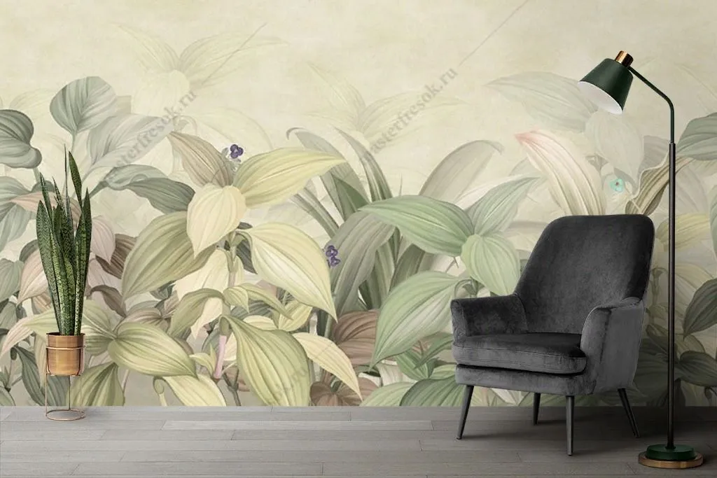 Фотообои Светлые тропические листья  9-1643