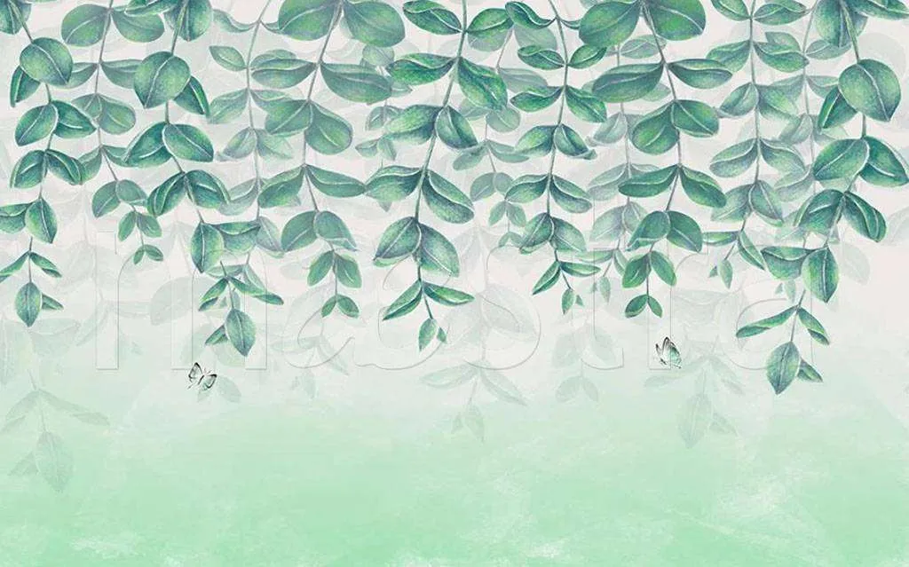 Фотообои в интерьере зеленый фон  15-520 фото