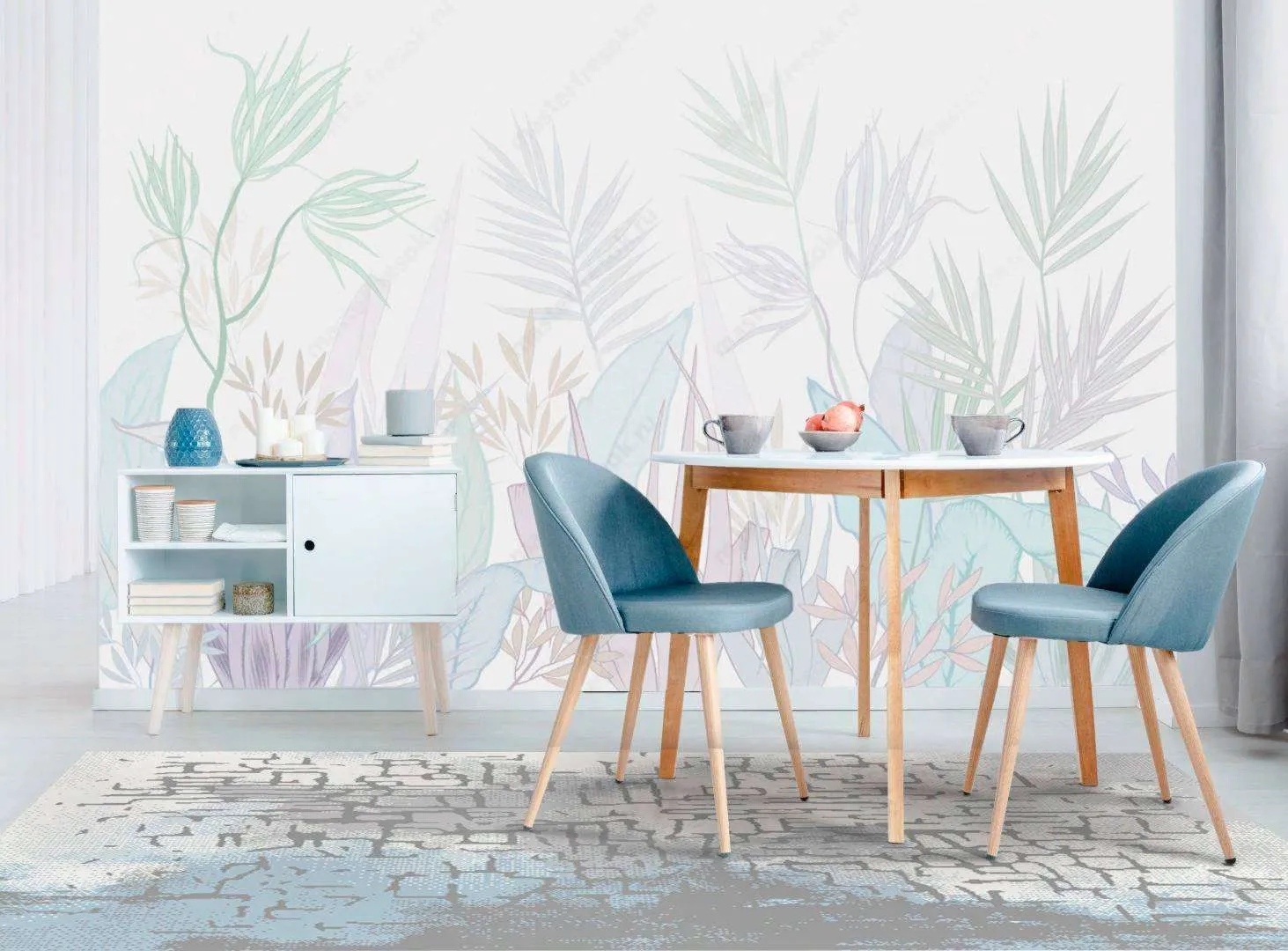 Фотообои в интерьере ботаника светлая  13-224 фото