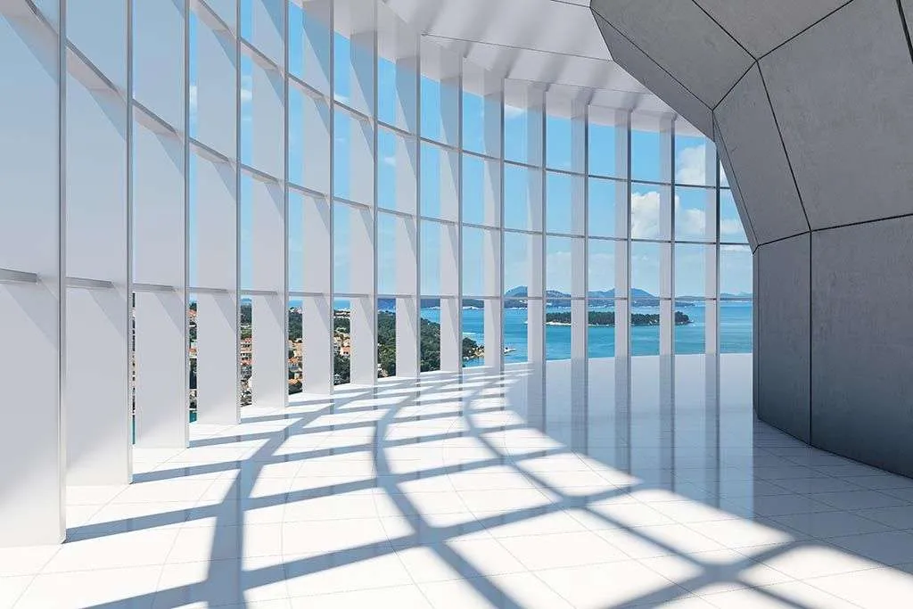 Фотообои в интерьере тоннель 3д с видом на море  10-866 фото