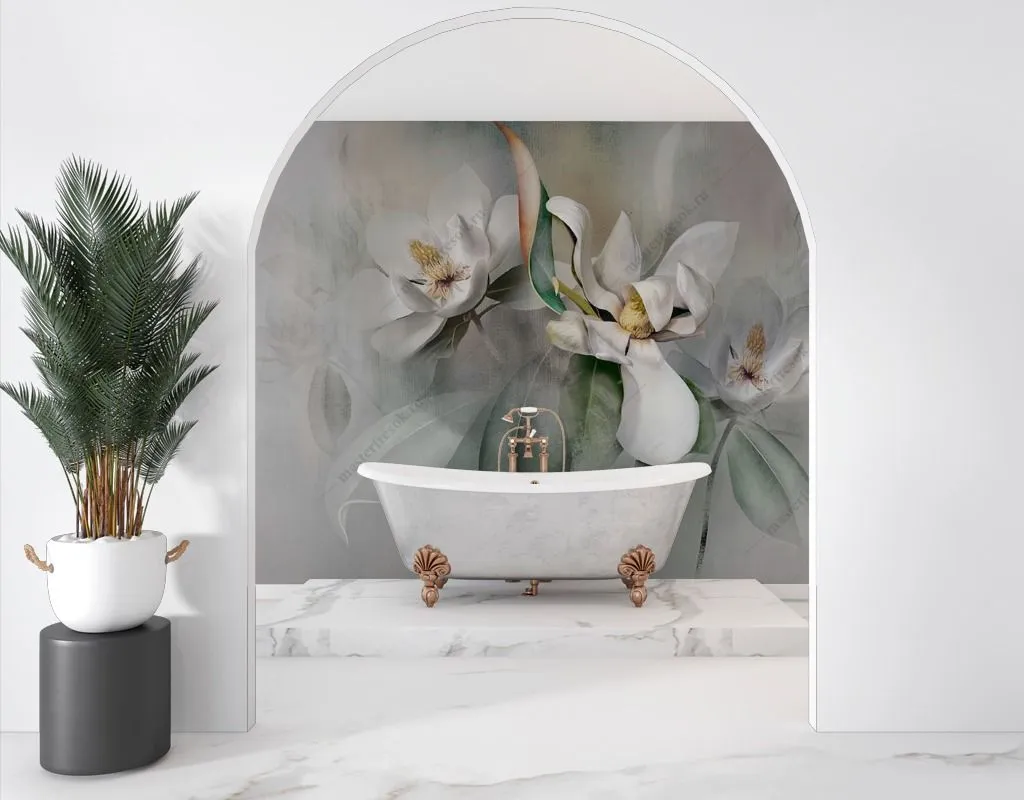 Фотообои в интерьере акварельные ирисы  13-413 фото