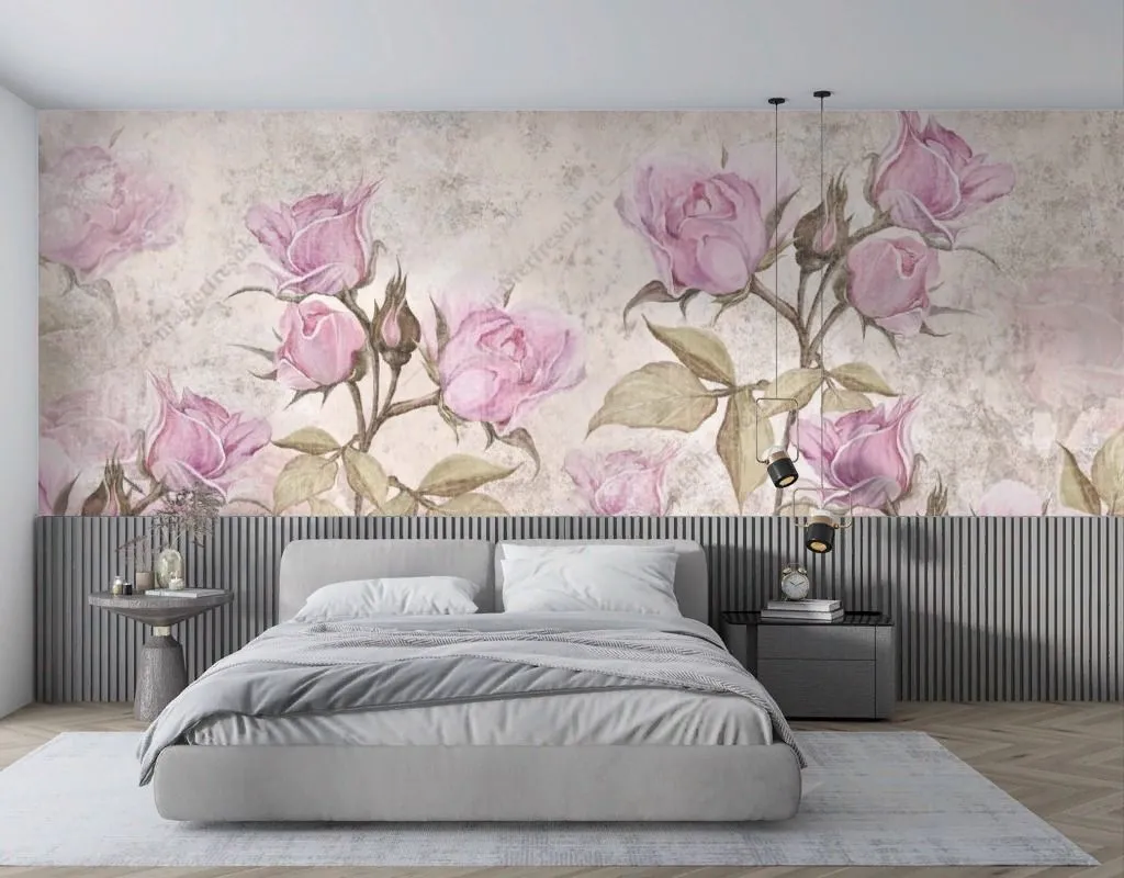 Фотообои в интерьере дикие розы  9-1698 фото