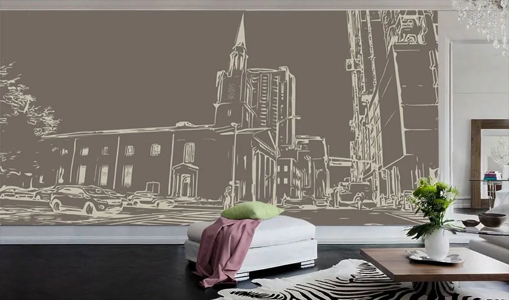 Фотообои в интерьере 3д город  9-1938 фото