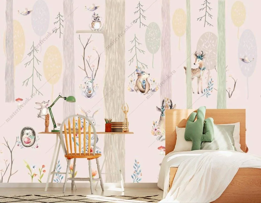 Фотообои Милые зверята в лесу  14-148