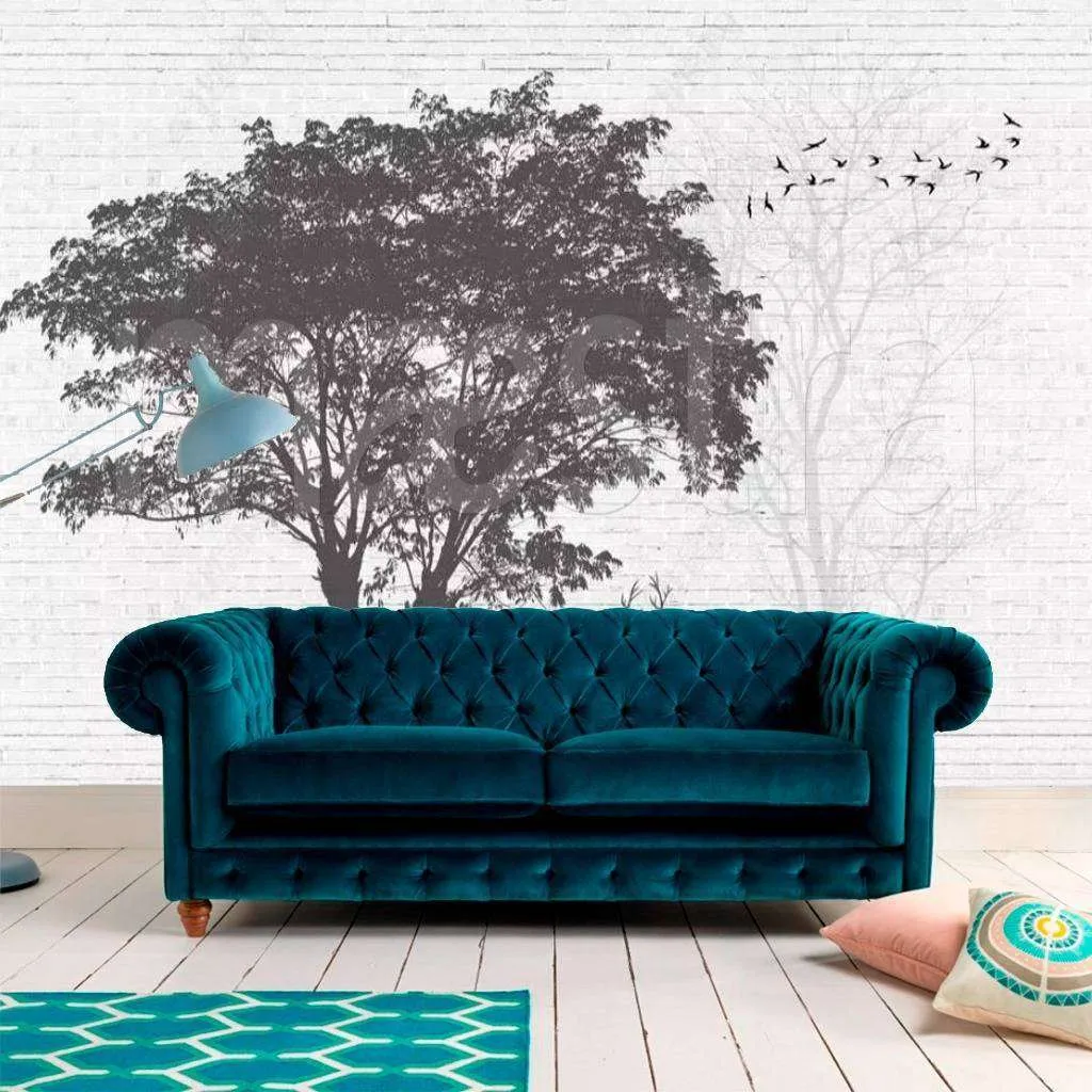 Фотообои в интерьере дерево черно белое  15-486 фото