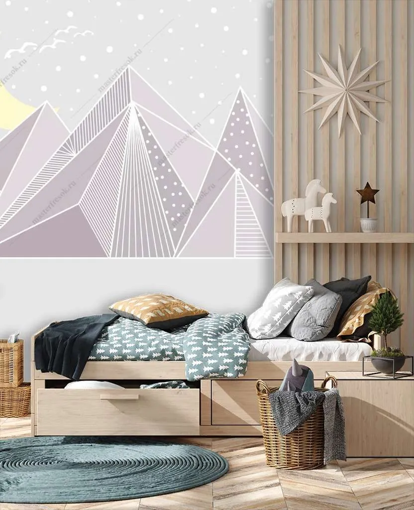 Фотообои Бесшовные обои на стену:  Геометрические горы в детскую. Артикул: 14-269  