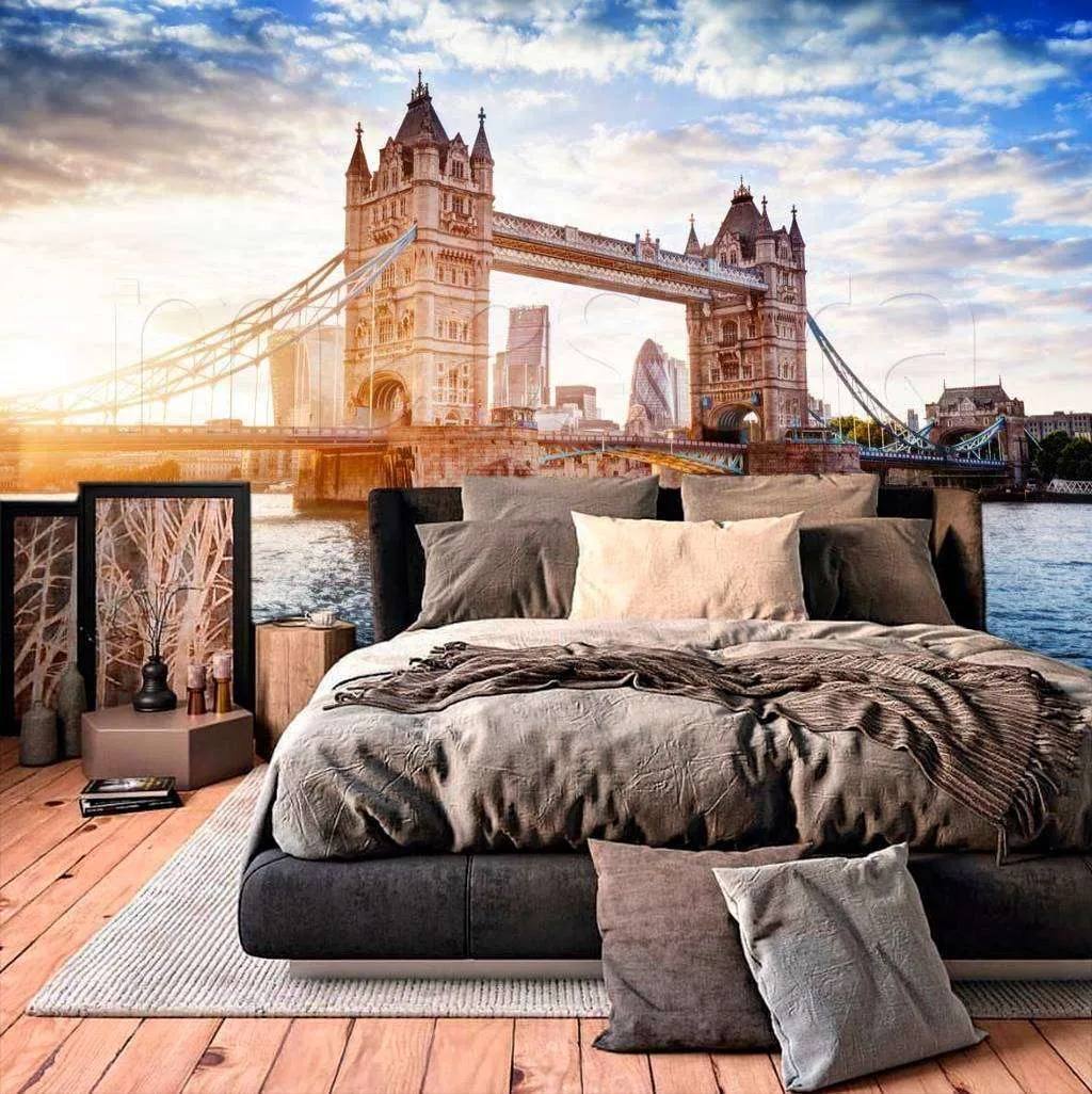 Фотообои в интерьере рассвет на тауэрском мосту  9-517 фото