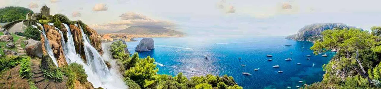 Фотообои в интерьере вид на водопад  7-152 фото