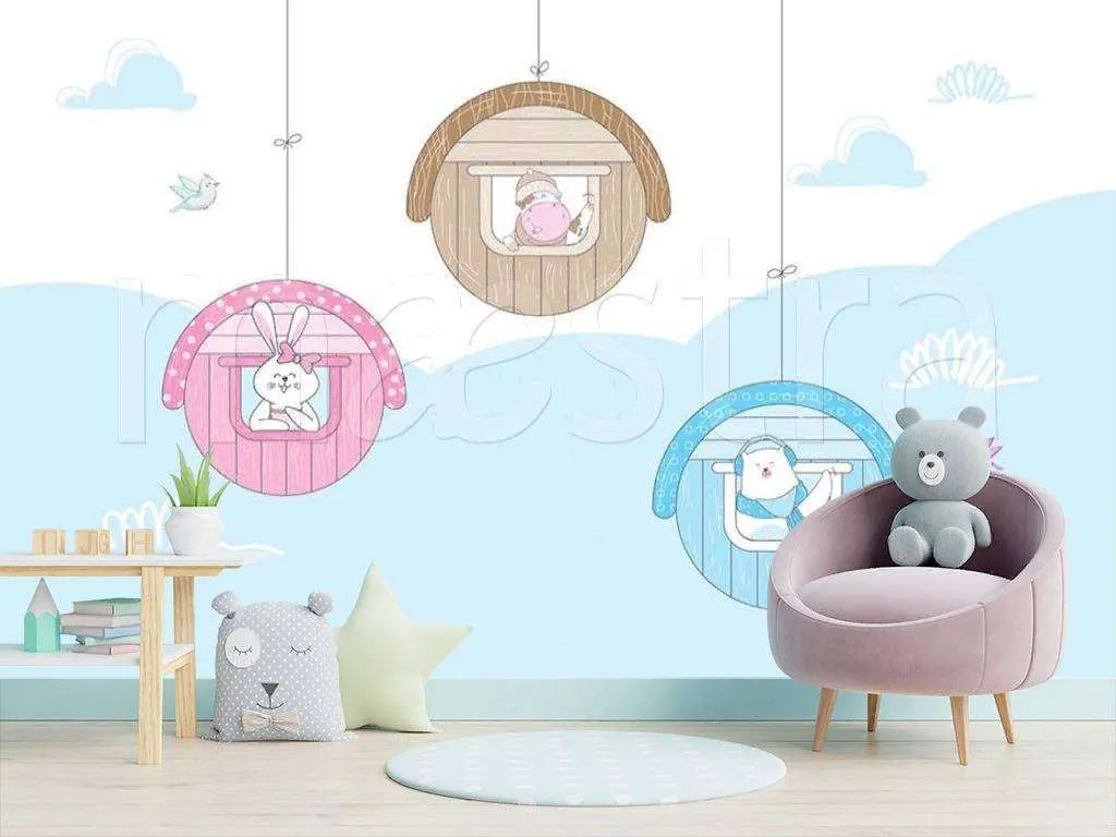 Фотообои в интерьере домики круглые  15-063 фото