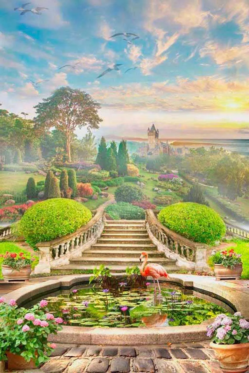 Фотообои в интерьере замок в закате  6-024 фото