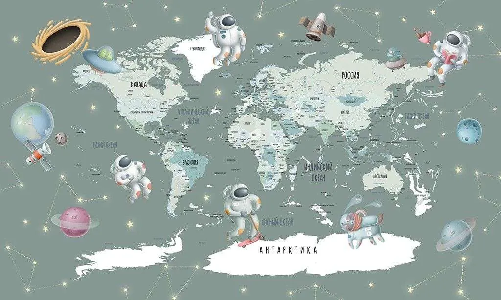 Фотообои в интерьере детские. космическая карта  12-1634 фото