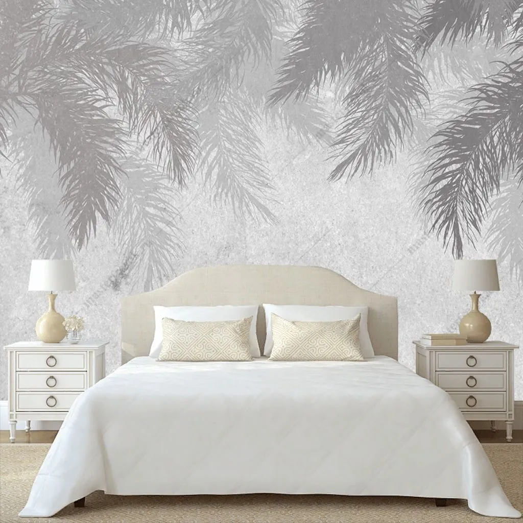 Фотообои Тёмные перья на сером фоне  9-1717