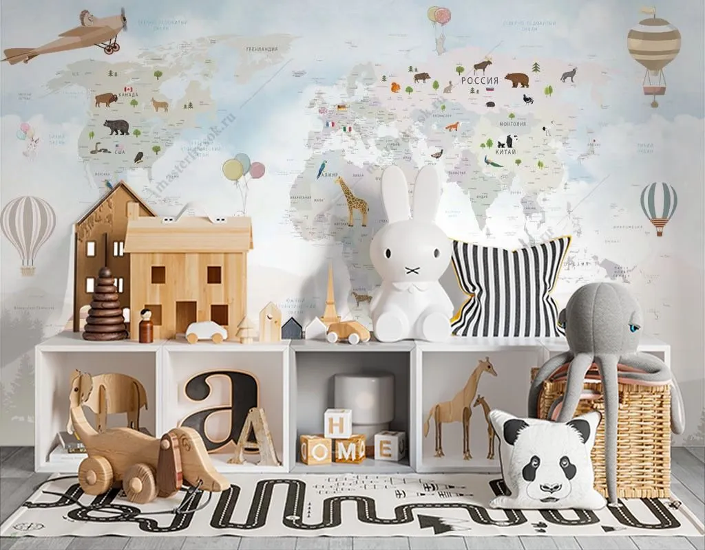 Фотообои в интерьере приключения и карта мира  14-523 фото