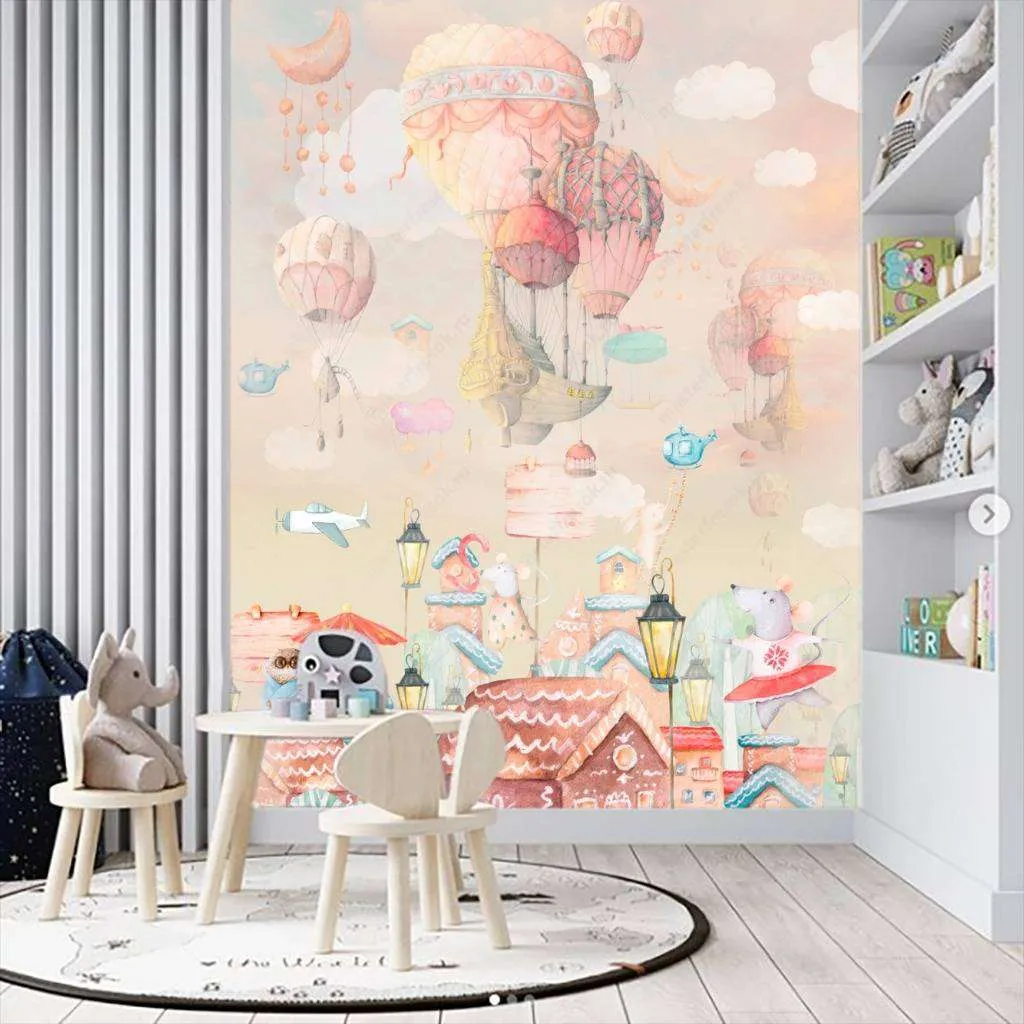 Фотообои в интерьере летящий город  13-185 фото